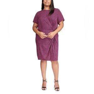 MICHAEL MICHAEL KORS Womens Pink Unlined Front-side Twist-Pullover Dress Sz XL